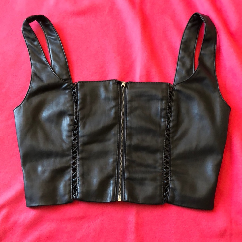 Bebe leather crop top